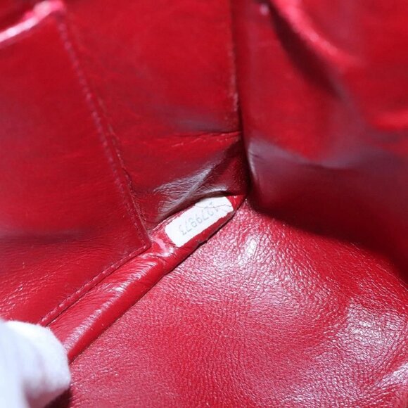 CHANEL Matelasse Chain Shoulder Bag Lamb Skin Gold Red CC Auth - Picture 12 of 16